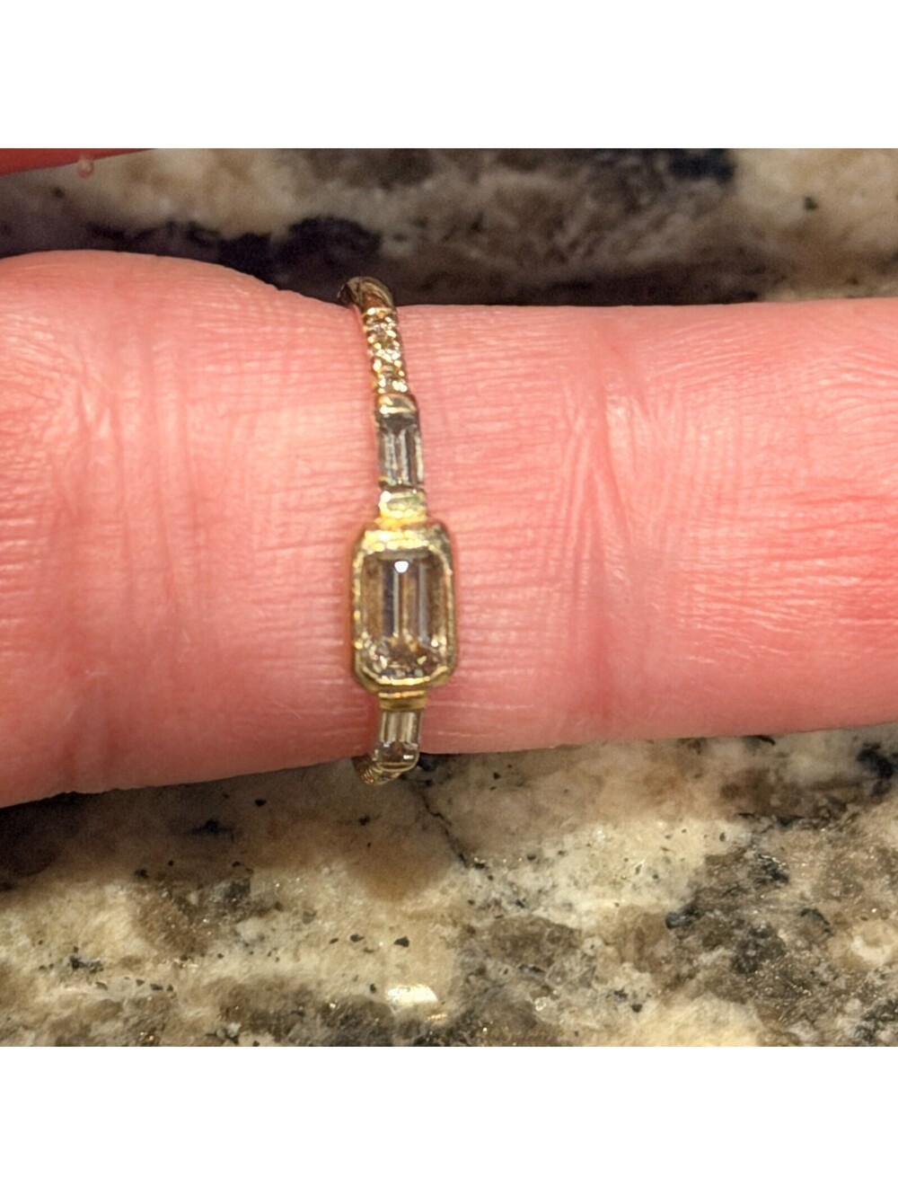 JENNIE KWON DESIGNS JS DIAMOND BAGUETTE EMERALD CUT ENGAGEMENT RING SIZE 5 - Picture 7 of 10